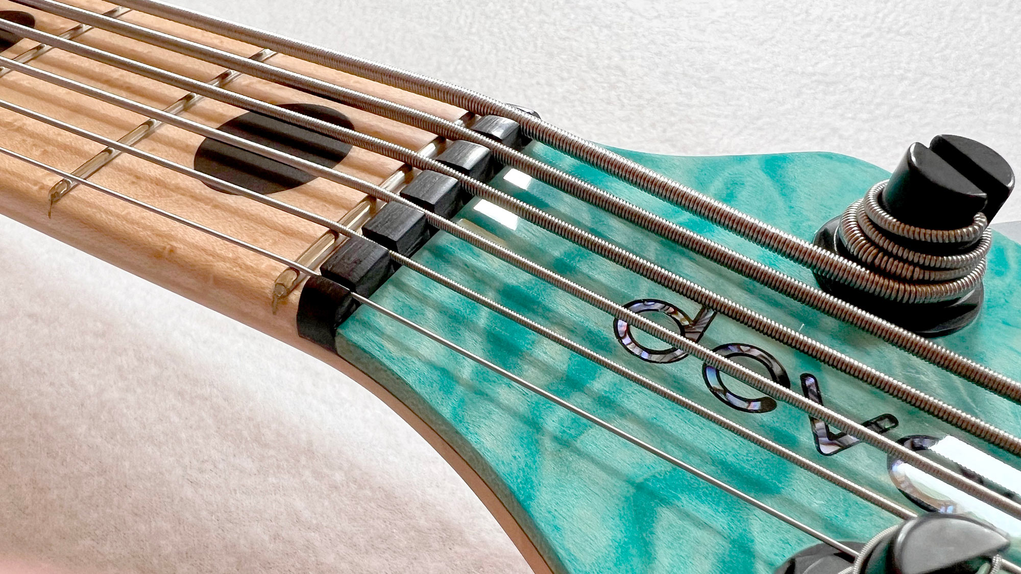 close up of bass neck